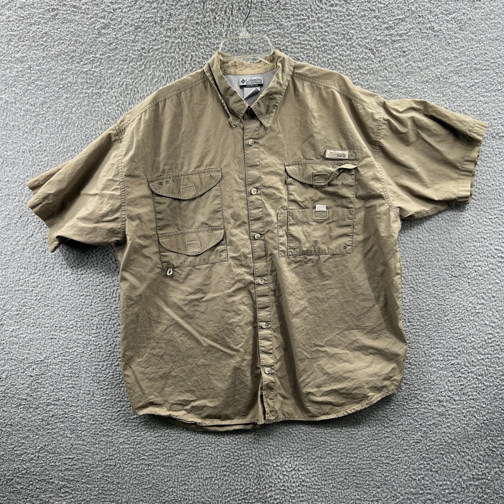Columbia Mens PFG‎ Bonehead Fishing Shirt XXL Khaki Utility Gorpcore Vented
